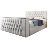luxusbetten24 Boxspringbett Velano mit TV Lift und Stauraum160x200 - Weiß - H4 (100kg+) - Luxusbetten24 - 2 Jahre Gewährleistung - mind. 14 Tage Rückgaberecht - Weiß - 160x200