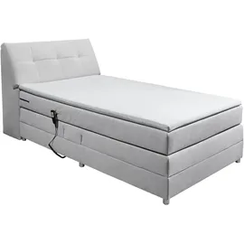 ed exciting design Boxspringbett ED EXCITING DESIGN "Toulouse", grau (hellgrau), B:122cm L:236cm, Komplettbetten, Boxspringbett, inkl. Motor, inkl. Stauraum im Kopfteil