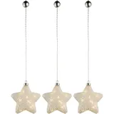 GLOBO LED Weihnachtsstern Hängelampe Weihnachtsdeko Glas Baumschmuck, weiß, BxH 15 x 67 cm, 3er Set