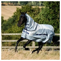 Bucas Pferde-Regendecke Bucas Buzz-Off Rain & Neck - Silver/Blue 140 cm