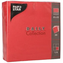 Papstar 50 Servietten "DAILY Collection" 1/4-Falz 32 cm x 32 cm rot