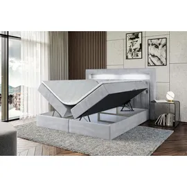 altdecor BOXBETT LED mit H3-Matratze und Lattenrost - NOEL GOLD - 160x200 Hellgrau