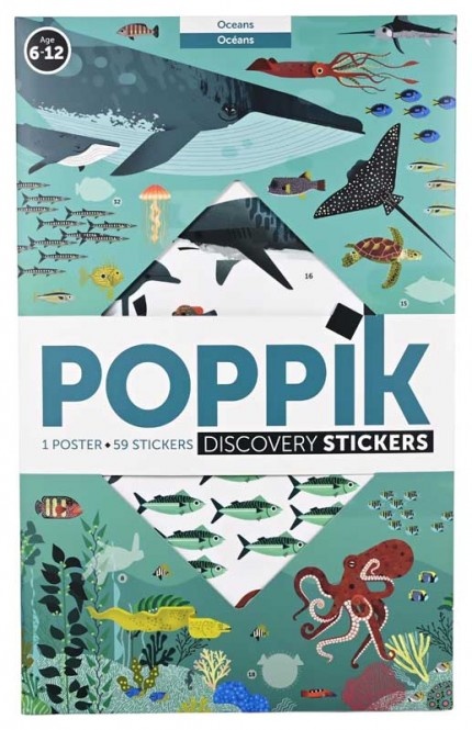 Preisvergleich Produktbild Poppik Stickerposter Discovery - Ozeane (1 Poster + 59 Sticker)