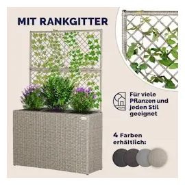 CASARIA Blumenkasten mit Rankgitter 83 x 30,5 x 60 cm Creme