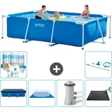 Intex Schwimmbecken mit rechteckigem Rahmen – 300 x 200 x 75 cm – Blau – im Lieferumfang enthalten Accessoire CB97 - Intex