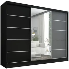 a&j möbelland gmbh Schiebetürenschrank AURELIA 1 200 x 215 x 59,5 cm Schwarz/Grau