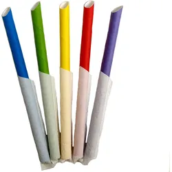 1500 Bubbletea, Slush, Papier Trinkhalme bunt gemischt 12x200mm einzeln gehüllt