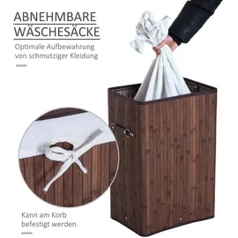 Homcom Wäschekorb mit Deckel Segeltuchsack, Bambus