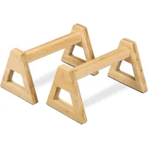 Relaxdays Liegestützgriffe xl, 2er Set, Parallettes Bambus, hbt: 20 x 21 x 38 cm, Calisthenics, Handstand Stütze, natur