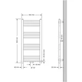 luxebath 400x800mm Chrom gerade Badheizkörper Mittelanschluss Handtuchheizung