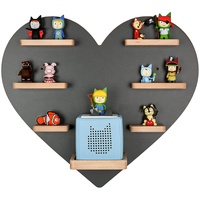 MR TEDDY BEAR Kinderregal Herz | Holzregal für die Toniebox und Tonies | Tonie-Regal hergestellt in der EU | Wandregal zum Spielen und Sammeln | Für Mädchen und Jungen | Anthrazit