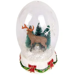 BURI Weihnachts-Glasdeko Schneekugel Weihnachtsdeko Winterdeko Hirsch Tannenbaum