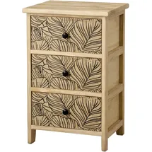 Hti-Living Kommode Melia 3 Schubladen Blätter-Design Artisaneiche-Schwarz