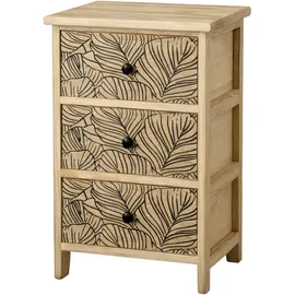 Hti-Living Kommode Melia 3 Schubladen Blätter-Design Artisaneiche-Schwarz