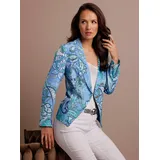 Creation L Premium Jackenblazer CREATION L PREMIUM "Seiden-Blazer", Damen, Gr. 50, himmelblau, eisblau, bedruckt, 100% Seide, Blazer