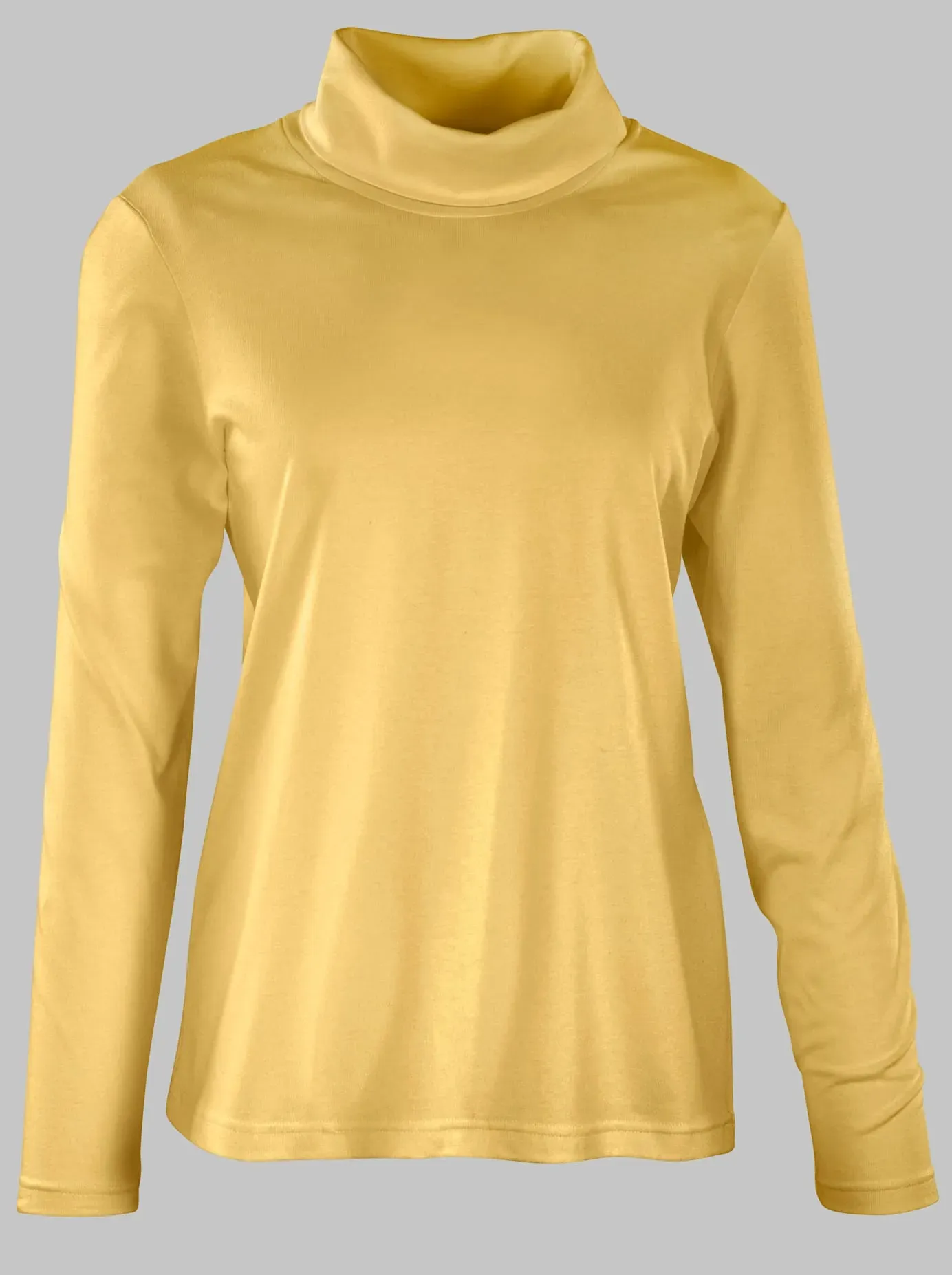 Rollkragenshirt CASUAL LOOKS "Rollkragen-Shirt" Gr. 54, gelb (honiggelb) Damen Shirts Jersey