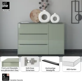 Set One by Musterring Sideboard Reno 137 x 94 x 42 cm Olivgrün matt lack / Olivgrün glanz