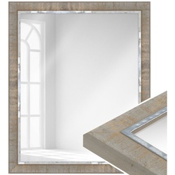WANDStyle Wandspiegel H670, Taupe, aus Massivholz im Vintage Stil grau 77 cm x 57 cm
