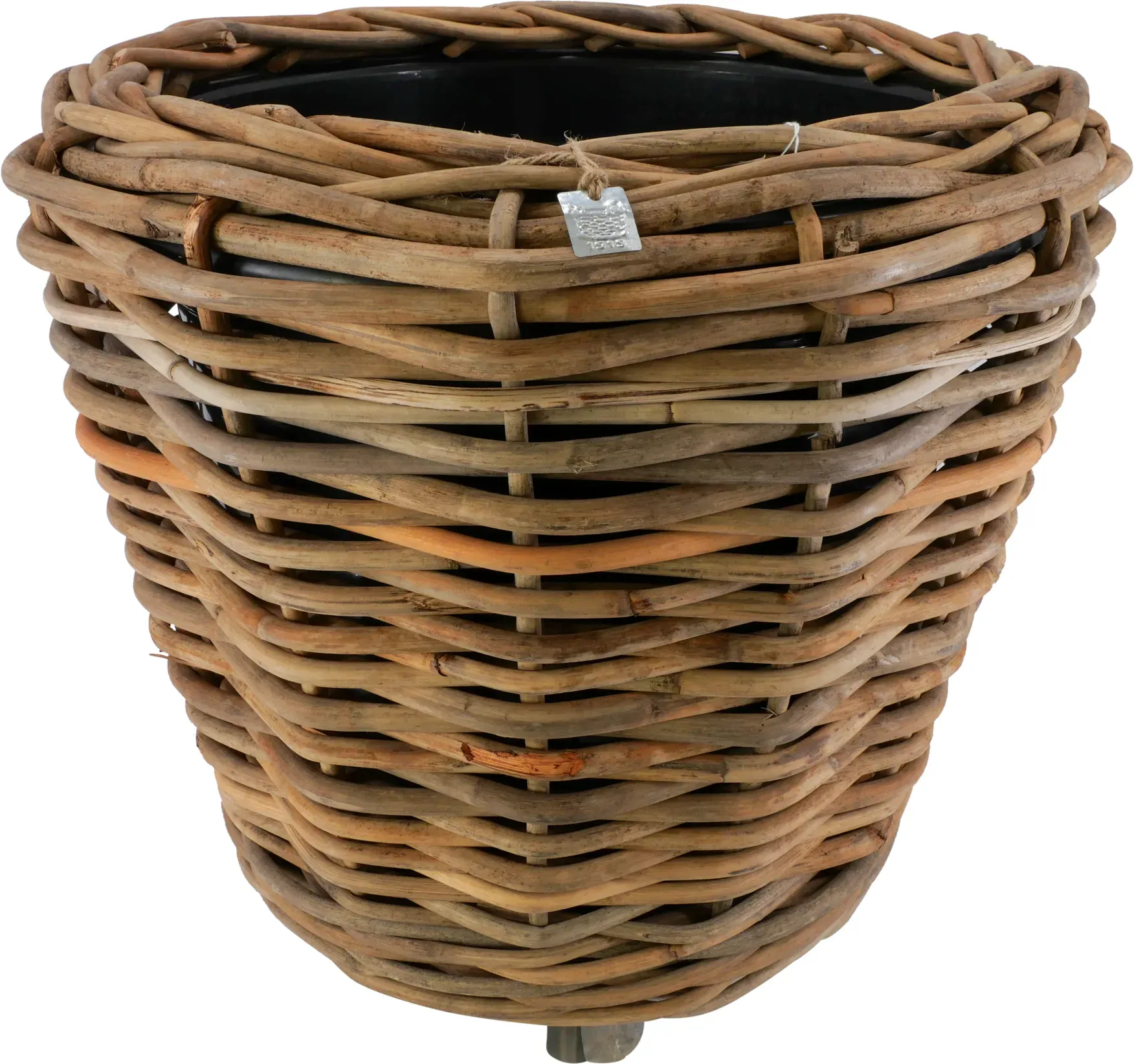 Korb Rattan D68H61cm Pflanzkübel mit Einsatz und Rollen  - natur
