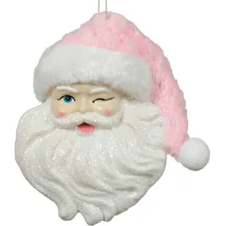 Christbaumschmuck Kunststoff 14cm Weihnachtsmann Figur Bruchfest mit Glitzer Weihnachtsbaum Anhänger Weihnachten Weihnachtsbaumschmuck Santa Weiß Rosa