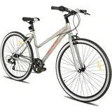 Hiland 28 Zoll Trekkingrad Bike Cityrad Damenrad 7 Gang Hybrid Fahrrad Pendlerfahrrad für Frauen Damen Mädchen Silber