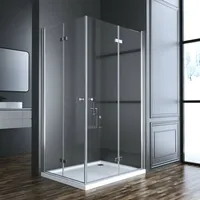 Boromal - Duschkabine 100x100cm Eckeinstieg Echtglas Duschwand Dusche Falttür Duschtrennwand 1850mm