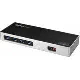 Startech Dockingstation - USB-C und -A 3.0 – DisplayPort für Zwei Monitore + HDMI-Dock für Mac- und Windows-Laptops (DK30A2DH), Schwarz/Silberfarben