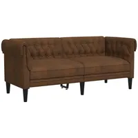 vidaXL Chesterfield-Sofa 2-Sitzer Braun Stoff