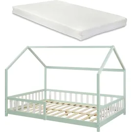 [en.casa] Hausbett Hesel 140 x 200 cm Kiefer mintgrün