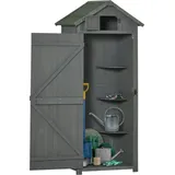 Gartenschrank Gartenhaus Gerätehaus Geräteschuppen Mit Fachböden Asphaltdach Fenster Holz Grau+grün 77 X 54,2 X 179 Cm
