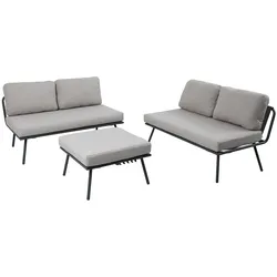 riess-ambiente Outdoor Lounge Sitzgruppe MOBILE MODULAR anthrazit hellgrau mit Tisch wetterfest