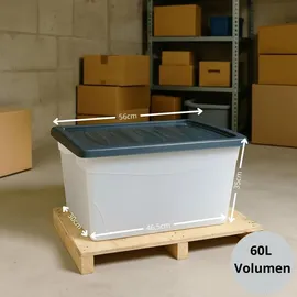 BigDean Aufbewahrungsbox 60 L 3-tlg. transparent