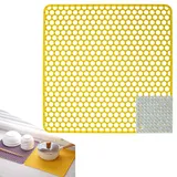 Wkmamo Gelb Große Spülbeckenmatte 34.5 * 34.5cm, Silikon Spülbeckeneinlage, Zusammenklappbar Rutschfeste Mit Reinigungsbürste
