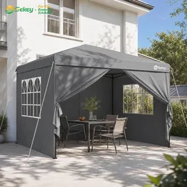 Sekey Faltpavillon 3 x 3 m inkl. 4 Seitenteile Grau