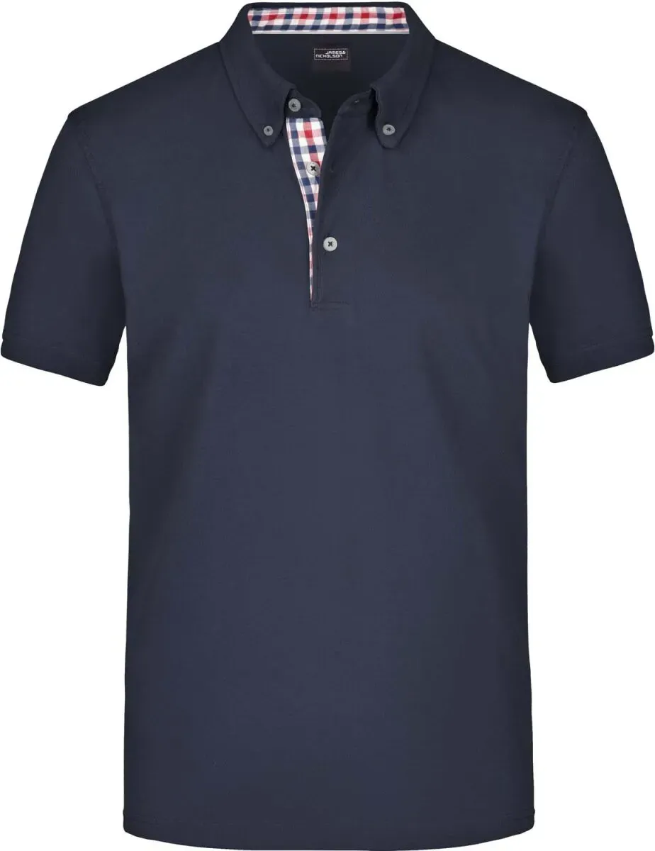 James & Nicholson Herren Karo-Kragen Piqué Polo JN964 navy/red/navy/white L