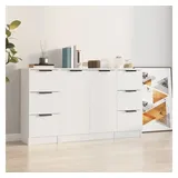 vidaXL Sideboards 3 Stk. Weiß Holzwerkstoff