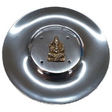 Saraswati Räucherstäbchenhalter "Ganesha" Messingrelief auf Metall rund 10 cm