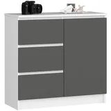 Akord Kommode AKORD JERRY 80 x 35 x 77 cm Weiß/Grau