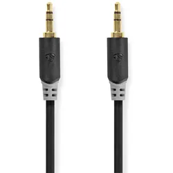KAB NEDIS Stereo-Audiokabel | 3.5 mm Stecker | 3.5 mm | Vergoldet | 2.00 m | rund | Anthrazit | Verpackung mit Sichtfenster