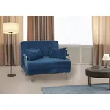Mendler Schlafsessel HWC-K29, Klappsessel Schlafsofa Gästebett, Liegefläche 190x100cm, Stoff Cord (330g/m2) ~ blau