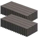 Woltu WPC-Fliesen, 12 St., Terrassendielen Holz-Optik 30x60cm mit klicksystem braun
