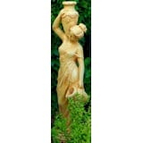 Casa Padrino Jugendstil Wasserspeier Skulptur Frau mit Krügen Beige 34 x H. 139 cm - Barock & Jugendstil Gartendeko