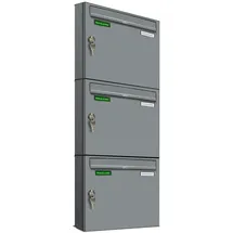 AL Briefkastensysteme Basic 3er Briefkasten Weiss Aluminium