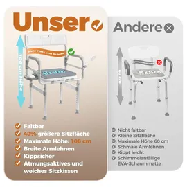 HOMECALL Duschstuhl Faltbar mit Armlehnen Höhenverstellbar weiß