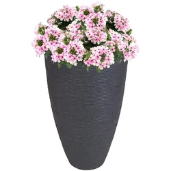 Rillentopf anthrazit Pflanzkübel Blumentopf Vase Terrasse Balkon Garten Deko Anthrazit