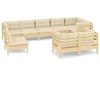 vidaXL Garten-Lounge-Set 9-tlg. creme Kiefer