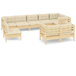 vidaXL Garten-Lounge-Set 9-tlg. creme Kiefer