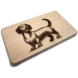 eXODA Dackel Frühstücksbrettchen Holz 1-tlg. Ø 25 cm x 22 cm x 1 cm Braun