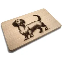 eXODA Dackel Frühstücksbrettchen Holz 1-tlg. Ø 25 cm x 22 cm x 1 cm Braun