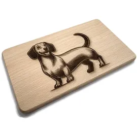 eXODA Dackel Frühstücksbrettchen Holz 1-tlg. Ø 25 cm x 22 cm x 1 cm Braun